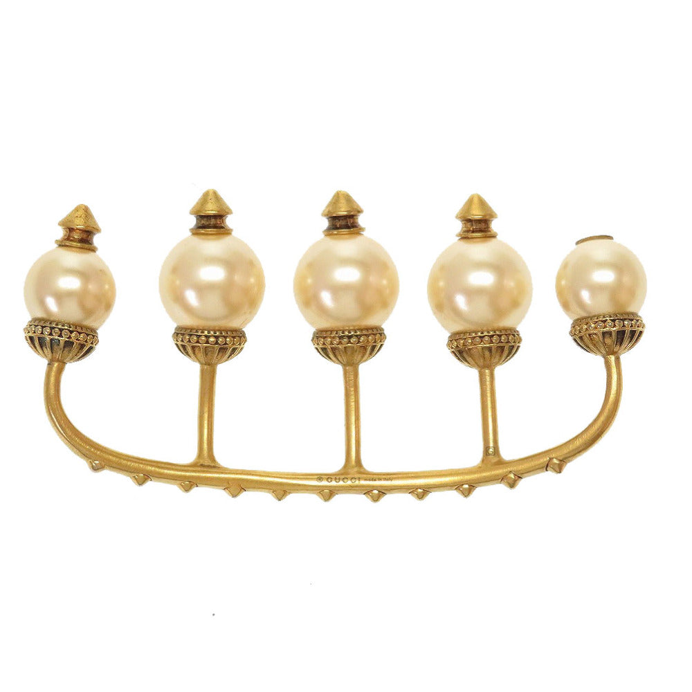 美品 グッチ メタル フェイクパール ゴールド フィンガーリング リング 0125【中古】GUCCI