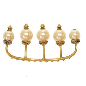 美品 グッチ メタル フェイクパール ゴールド フィンガーリング リング 0125【中古】GUCCI