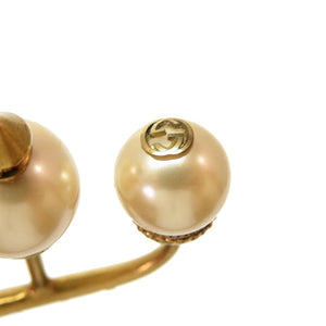 美品 グッチ メタル フェイクパール ゴールド フィンガーリング リング 0125【中古】GUCCI
