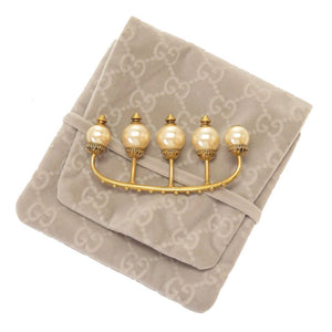 美品 グッチ メタル フェイクパール ゴールド フィンガーリング リング 0125【中古】GUCCI