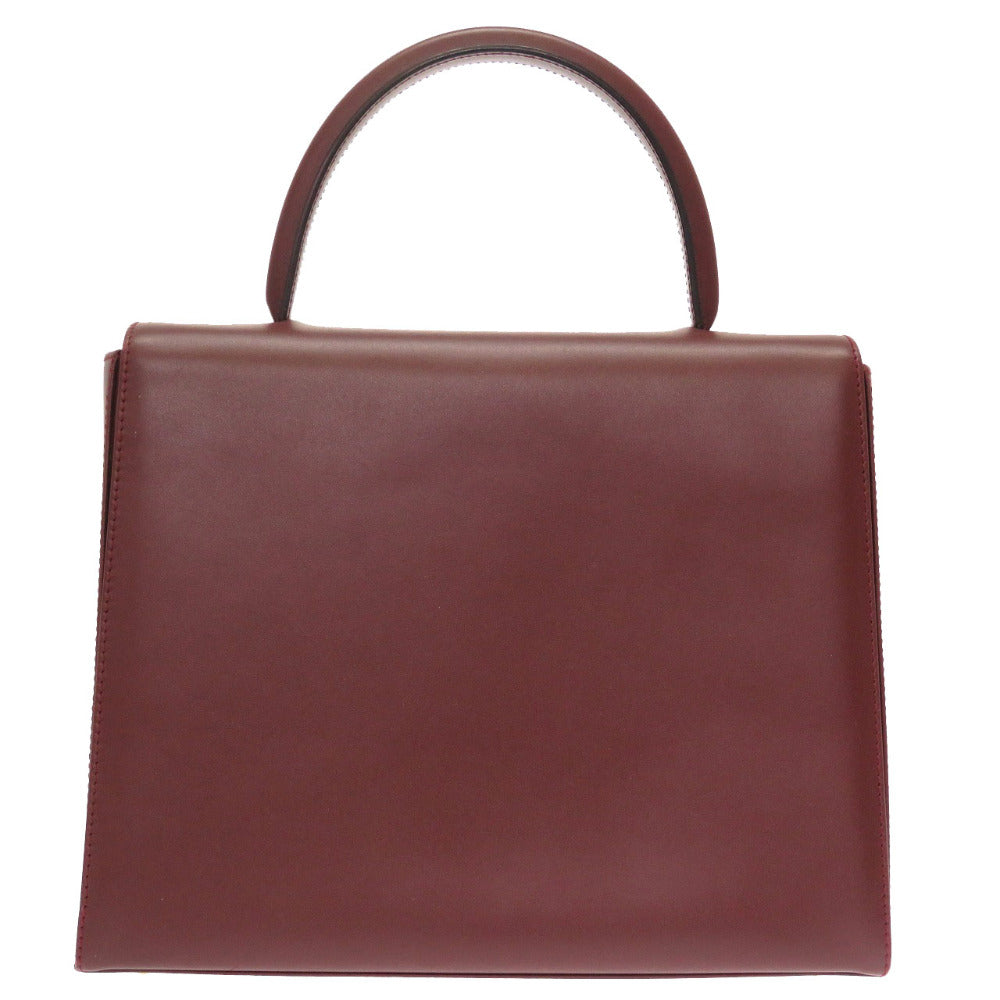 美品 カルティエ マストライン レザー ボルドー ハンドバッグ バッグ 赤 0139 【中古】 CARTIER