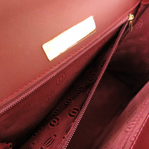 美品 カルティエ マストライン レザー ボルドー ハンドバッグ バッグ 赤 0139 【中古】 CARTIER