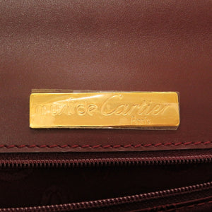 美品 カルティエ マストライン レザー ボルドー ハンドバッグ バッグ 赤 0139 【中古】 CARTIER