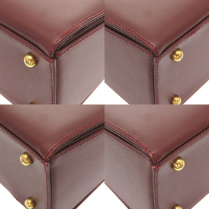 美品 カルティエ マストライン レザー ボルドー ハンドバッグ バッグ 赤 0139 【中古】 CARTIER