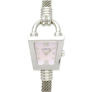 新品同様 コルム トラピーズ 101.414.20 クオーツ 腕時計 SS ピンクシェル 0148【中古】CORUM レディース