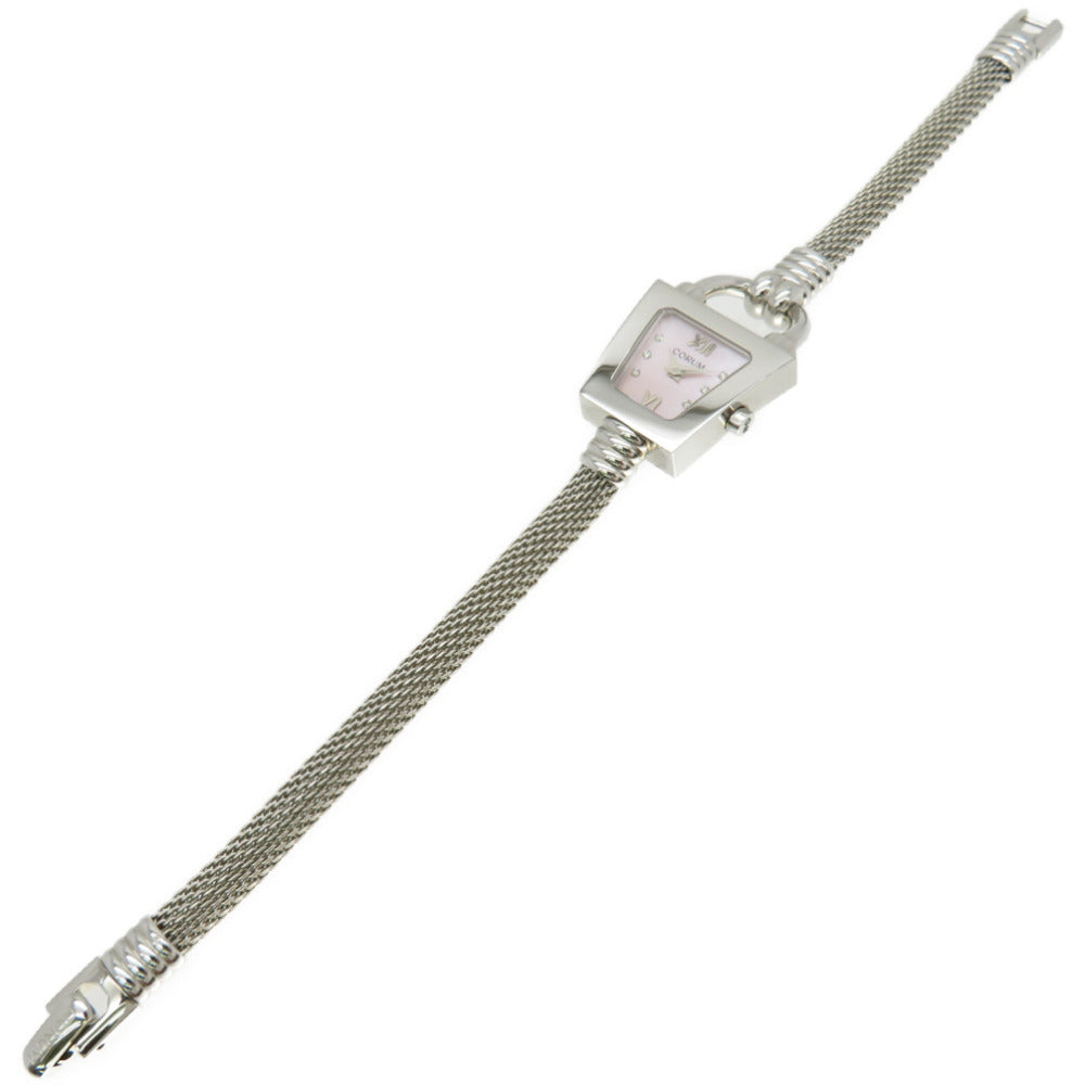 新品同様 コルム トラピーズ 101.414.20 クオーツ 腕時計 SS ピンクシェル 0148【中古】CORUM レディース