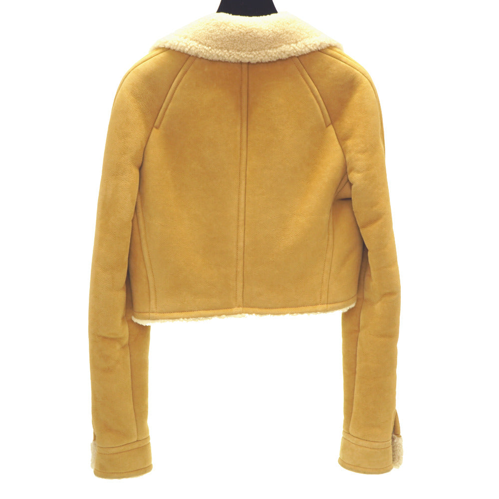 新品同様 シャネル ムートン ジャケット P64480 ラムファー コート サイズ34 ベージュ 0154【中古】CHANEL レディース