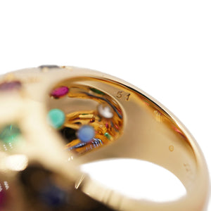 新品同様 カルティエ スターバースト ドーム リング 750YG/ダイヤモンド/ルビー/エメラルド/サファイア ＃51 K18ゴールド 指輪 0159【中古】CARTIER