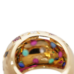 新品同様 カルティエ スターバースト ドーム リング 750YG/ダイヤモンド/ルビー/エメラルド/サファイア ＃51 K18ゴールド 指輪 0159【中古】CARTIER