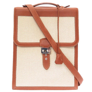 美品 エルメス サックアデペッシュDPLG ブッフル トワルアッシュ ブラウン シルバー金具 □G刻印 ショルダーバッグ バッグ 茶 0017 【中古】 HERMES メンズ