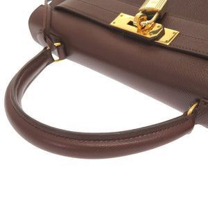 エルメス ケリー28 外縫い クシュベル ハバナ ゴールド金具 〇U刻印 ハンドバッグ バッグ 茶 0031 【中古】 HERMES