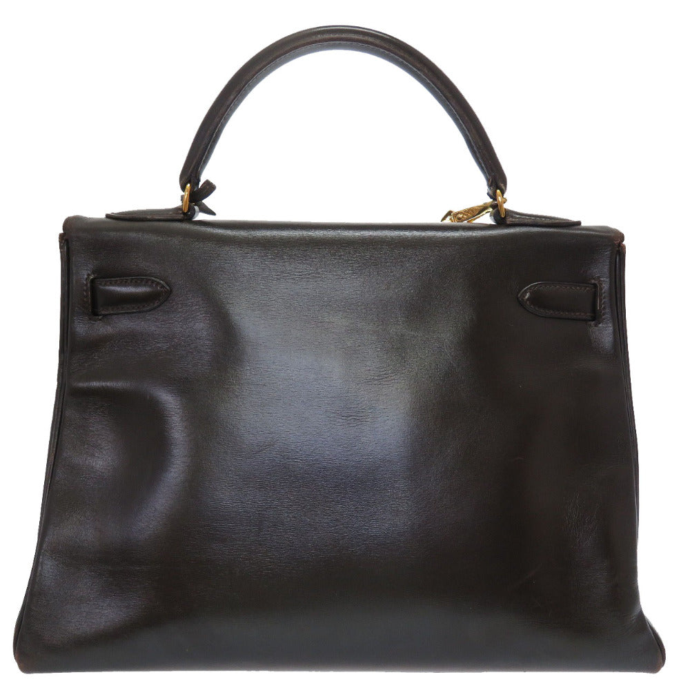 エルメス ケリー32 内縫い ボックスカーフ ブラウン ゴールド金具 〇T刻印 ハンドバッグ バッグ 茶 0032 【中古】 HERMES