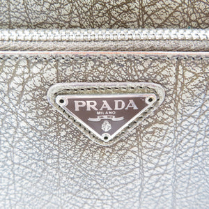 プラダ レザー グレー シルバー金具 ショルダーバッグ レディース0052【中古】PRADA