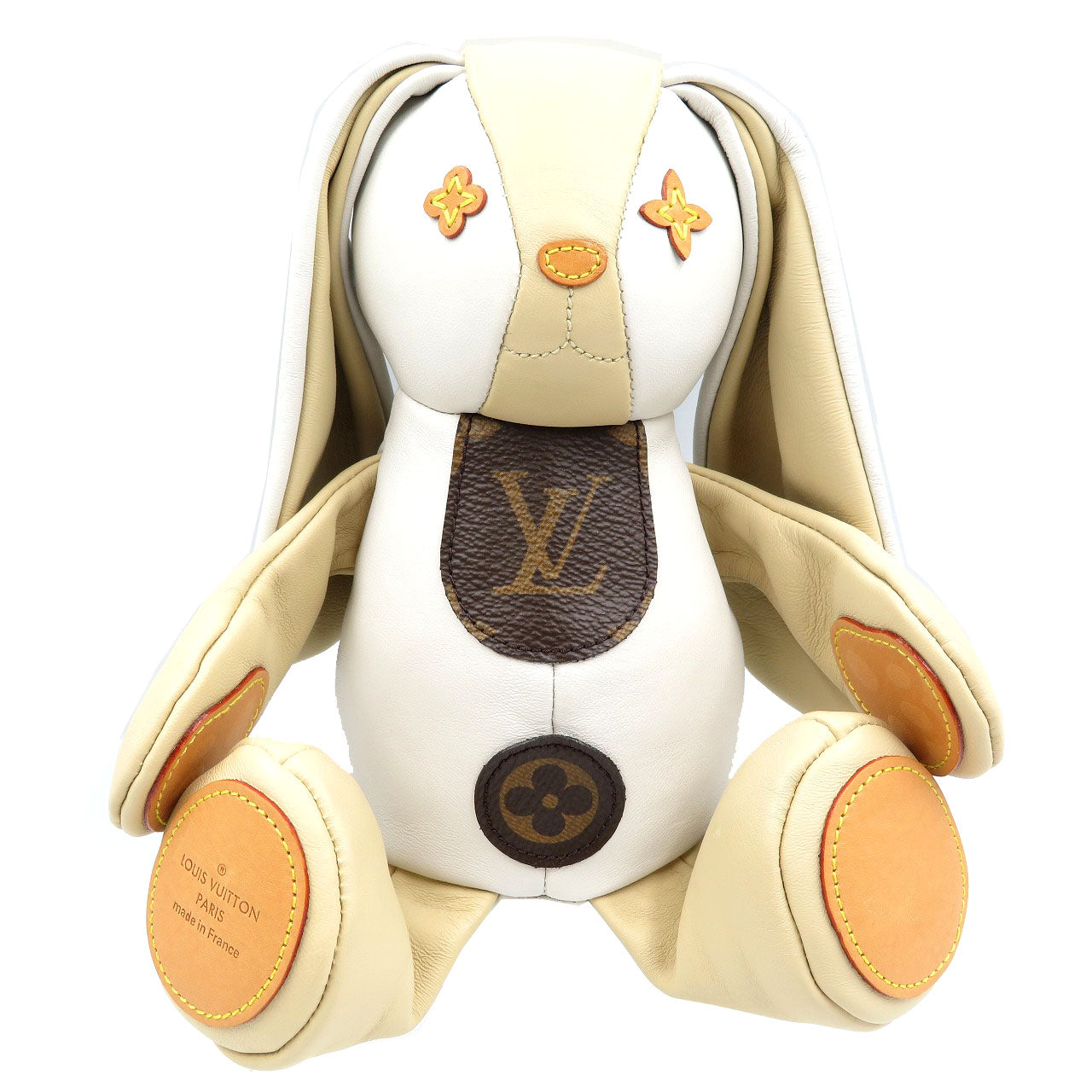 新品同様 ルイ ヴィトン ドゥドゥルイス GI0367 レザー モノグラム ホワイト 白 ベージュ ぬいぐるみ 0054【中古】LOUIS VUITTON