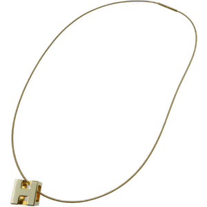美品 エルメス ガージュドアッシュ ネックレス Ｈキューブ メタル ゴールド ホワイト 白 ネックレス 0057【中古】HERMES
