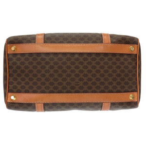 セリーヌ マカダム ヴィンテージ PVC レザー ブラウン 茶 ベージュ ミニ ボストン ハンドバッグ 0094【中古】CELINE