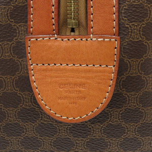 セリーヌ マカダム ヴィンテージ PVC レザー ブラウン 茶 ベージュ ミニ ボストン ハンドバッグ 0094【中古】CELINE