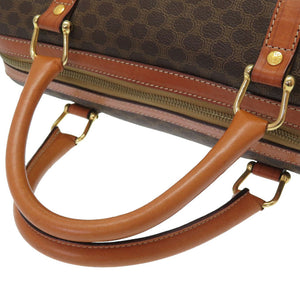 セリーヌ マカダム ヴィンテージ PVC レザー ブラウン 茶 ベージュ ミニ ボストン ハンドバッグ 0094【中古】CELINE