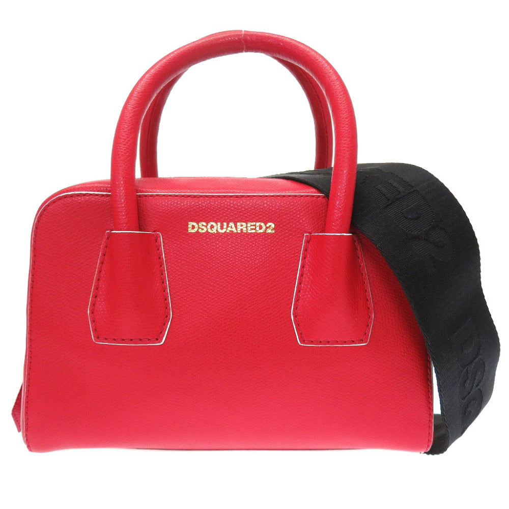 新品同様 ディースクエアード 2way レザー レッド 赤 ハンドバッグ 0098【中古】DSQUARED2
