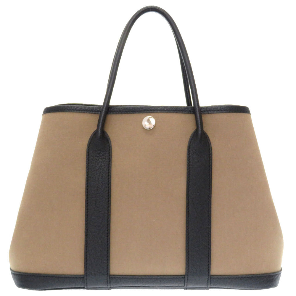 美品 エルメス ガーデンパーティTPM トワルオフィシエ ネゴンダ トレンチ ブラック □Q刻印 ハンドバッグ バッグ 黒 茶 0108 【中古】 HERMES