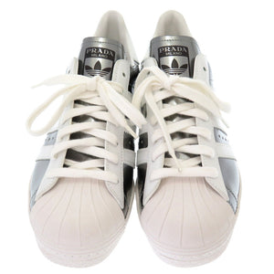 未使用 プラダ × アディダス スーパースター JPサイズ26.5cm USサイズ8 1/2 シルバー パテントレザー スニーカー 靴 0110 【中古】 PRADA × adidas