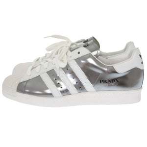 未使用 プラダ × アディダス スーパースター JPサイズ26.5cm USサイズ8 1/2 シルバー パテントレザー スニーカー 靴 0110 【中古】 PRADA × adidas