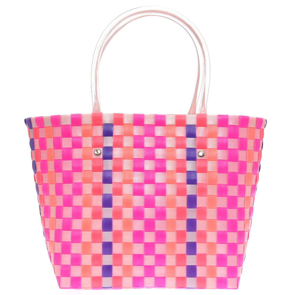 新品同様 マル二 フラワーカフェ マルチカラー ポリプロピレン ピンク ホワイト 白 ピクニックバッグ バスケットバッグ カゴ 0112【中古】MARNI