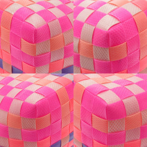 新品同様 マル二 フラワーカフェ マルチカラー ポリプロピレン ピンク ホワイト 白 ピクニックバッグ バスケットバッグ カゴ 0112【中古】MARNI