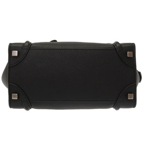 美品 セリーヌ ラゲージ マイクロショッパー ブラック レザー 19年製 ハンドバッグ バッグ 黒 0114 【中古】 CELINE