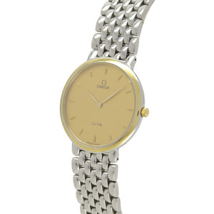 美品 オメガ デビル ゴールド文字盤 クオーツ 腕時計 SS ゴールド 0122【中古】OMEGA メンズ