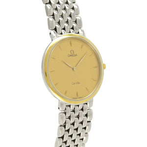 美品 オメガ デビル ゴールド文字盤 クオーツ 腕時計 SS ゴールド 0122【中古】OMEGA メンズ