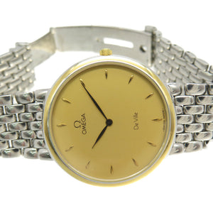 美品 オメガ デビル ゴールド文字盤 クオーツ 腕時計 SS ゴールド 0122【中古】OMEGA メンズ