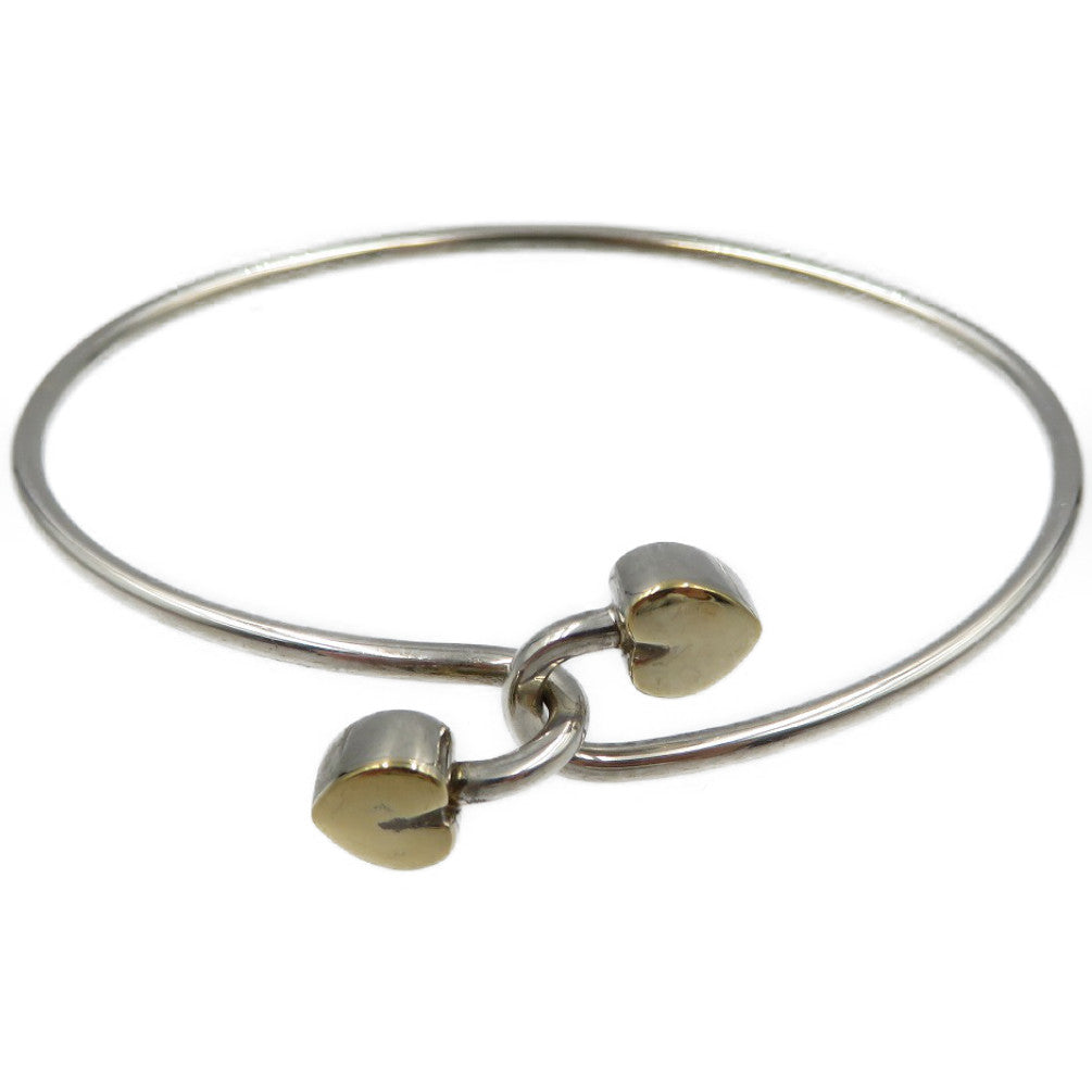 ティファニー ダブルハート フック シルバー925 K18イエローゴールド バングル 0140【中古】TIFFANY&Co.