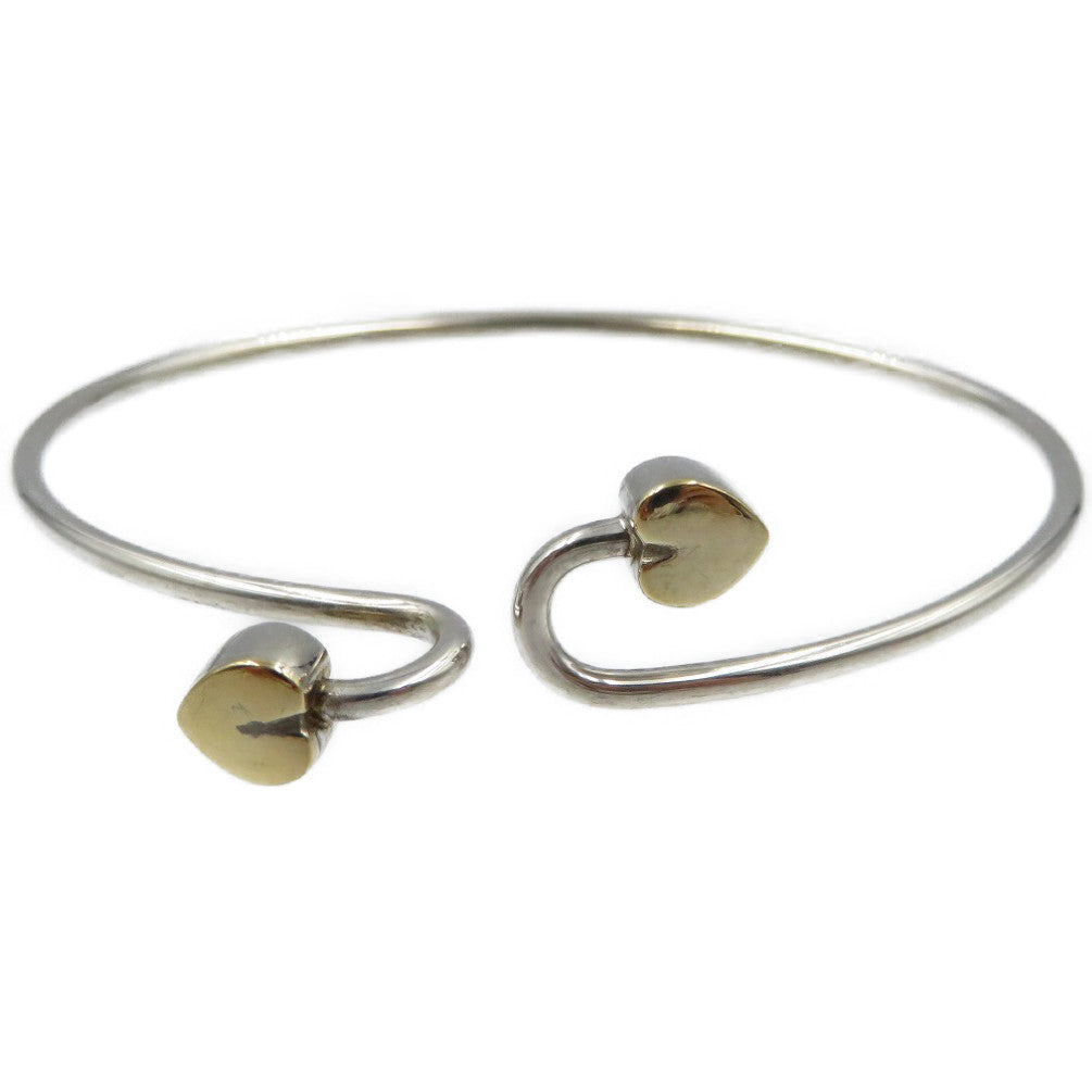 ティファニー ダブルハート フック シルバー925 K18イエローゴールド バングル 0140【中古】TIFFANY&Co.