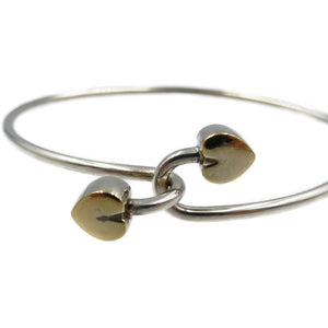 ティファニー ダブルハート フック シルバー925 K18イエローゴールド バングル 0140【中古】TIFFANY&Co.