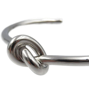 美品 セリーヌ ノット エクストラシン メタル シルバー バングル 0144【中古】CELINE