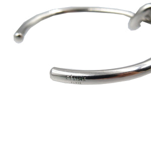美品 セリーヌ ノット エクストラシン メタル シルバー バングル 0144【中古】CELINE