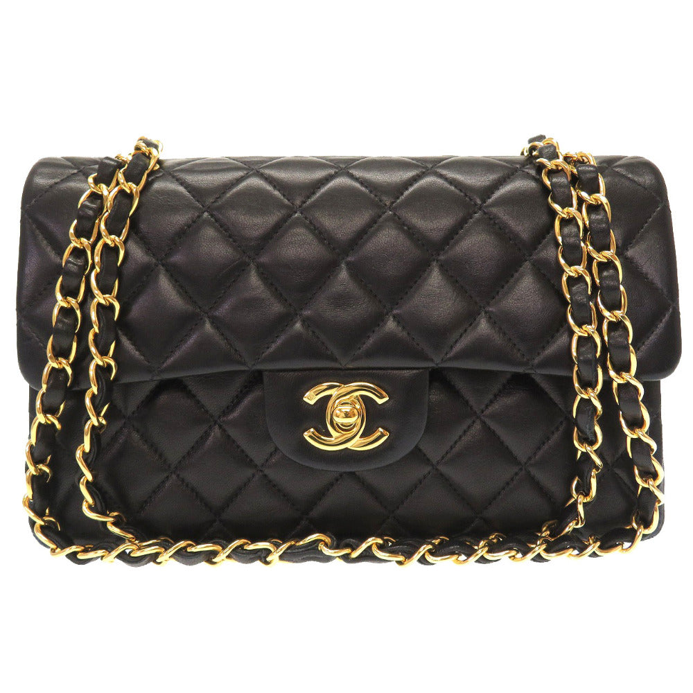 美品 シャネル マトラッセ 23 ダブルフラップ ラムスキン ブラック 6番台 ゴールドチェーン ショルダーバッグ バッグ 黒 0008 【中古】 CHANEL