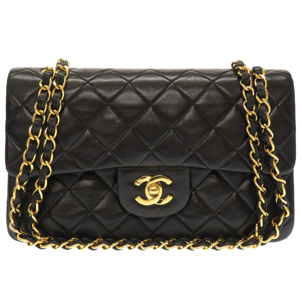 美品 シャネル マトラッセ 23 ダブルフラップ ラムスキン ブラック 2番台 ゴールドチェーン ショルダーバッグ バッグ 黒 0009 【中古】 CHANEL