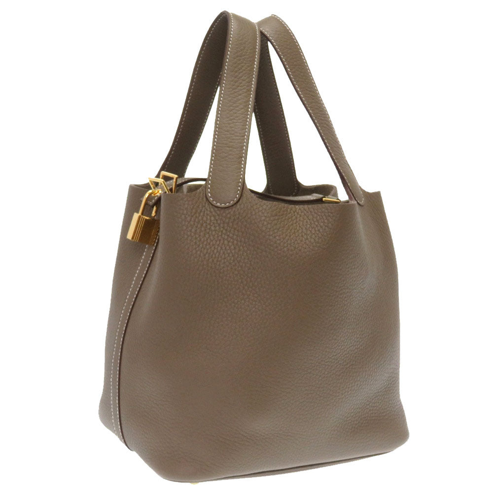 新品同様 エルメス ピコタンロックMM トリヨンクレマンス エトープ ゴールド金具 Z刻印(2021年製) ハンドバッグ バッグ 0014 【中古】 HERMES エトゥープ