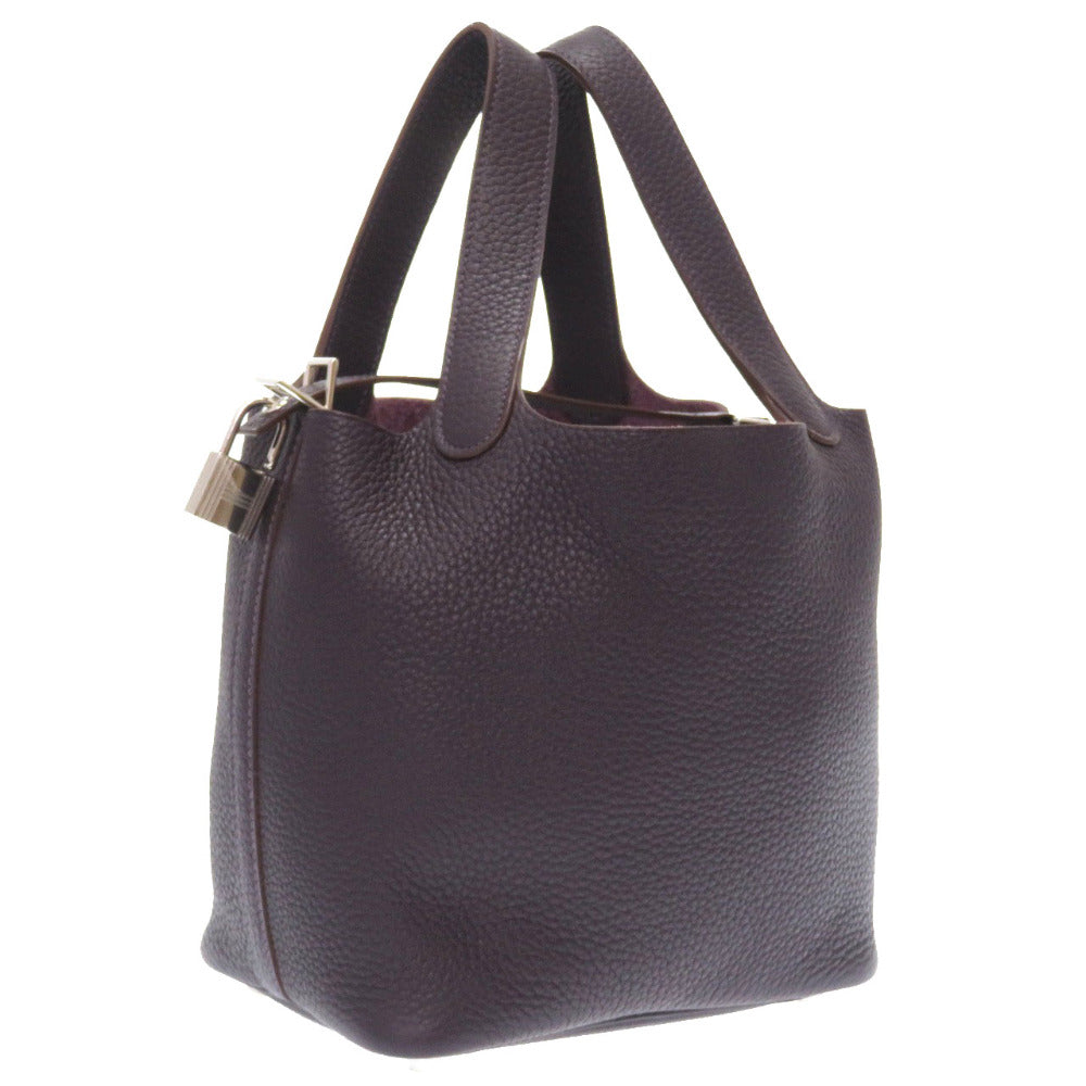 美品 エルメス ピコタンロックPM トリヨンクレマンス レザン シルバー金具 □P刻印 ハンドバッグ バッグ 紫 0019 【中古】 HERMES