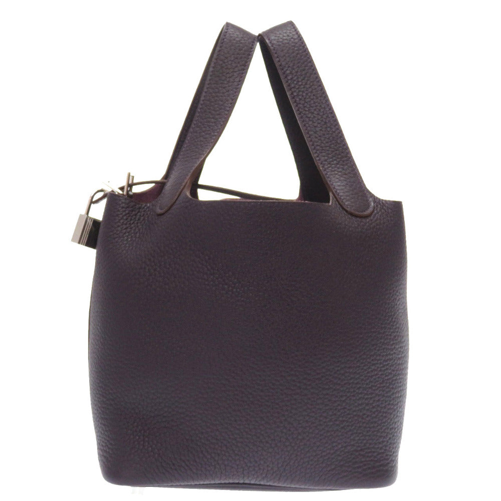 美品 エルメス ピコタンロックPM トリヨンクレマンス レザン シルバー金具 □P刻印 ハンドバッグ バッグ 紫 0019 【中古】 HERMES