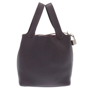 美品 エルメス ピコタンロックPM トリヨンクレマンス レザン シルバー金具 □P刻印 ハンドバッグ バッグ 紫 0019 【中古】 HERMES