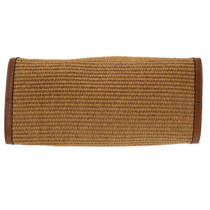 新品同様 マル二 バーチカル ショッピングバッグ ロープハンドル ラフィア レザー ベージュ ブラウン 茶 ショッピングバッグ 0024【中古】MARNI