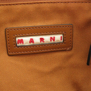 新品同様 マル二 バーチカル ショッピングバッグ ロープハンドル ラフィア レザー ベージュ ブラウン 茶 ショッピングバッグ 0024【中古】MARNI