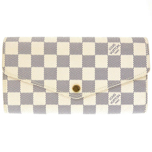 未使用 ルイヴィトン ダミエ ポルトフォイユ サラ ダミエアズール N63208 ホワイト 白 長財布 財布 0027【中古】LOUIS VUITTON