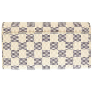 未使用 ルイヴィトン ダミエ ポルトフォイユ サラ ダミエアズール N63208 ホワイト 白 長財布 財布 0027【中古】LOUIS VUITTON