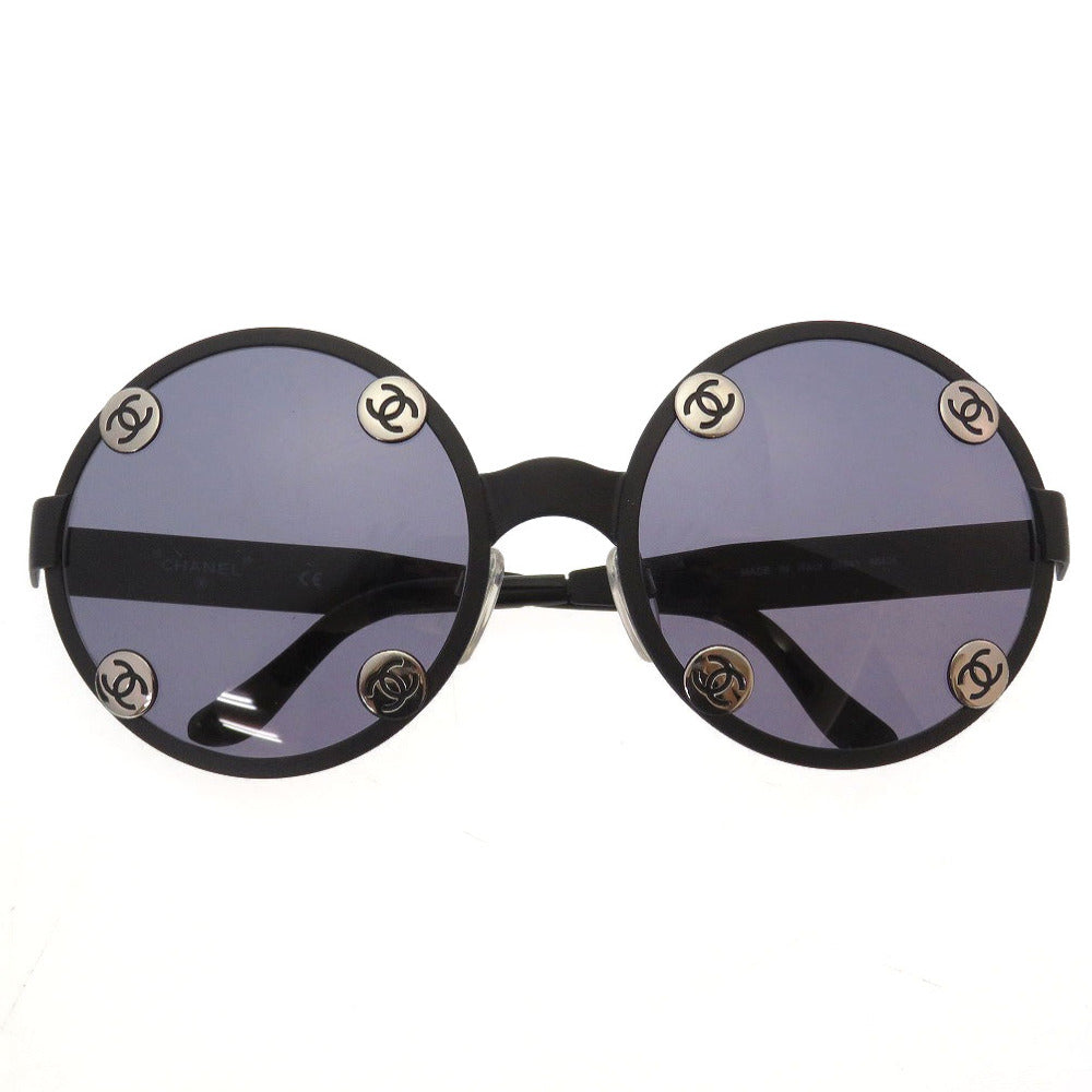 新品同様 シャネル ココマーク ヴィンテージ 08841 ラウンド 丸型 メタル ブラック 黒 サングラス 0034【中古】CHANEL