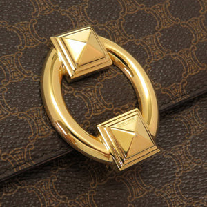 美品 セリーヌ マカダム ヴィンテージ 2way PVC レザー ブラウン 茶 ショルダーバッグ クラッチ 0058【中古】CELINE