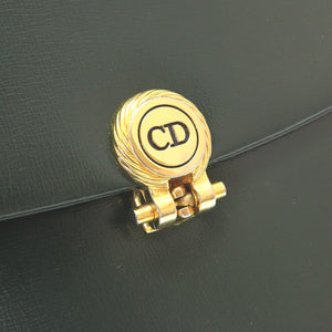美品 クリスチャンディオール ヴィンテージ 2way チェーン CDロゴ金具 レザー グリーン 緑 ショルダーバッグ クラッチ 0059【中古】Christian Dior